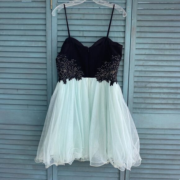 Blondie Nites Stacy Skylar Prom Homecoming Dress ~ Sz 11 ~ Black & Mint Green - Picture 3 of 3